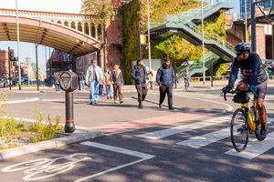 Cycling and walking in an urban area