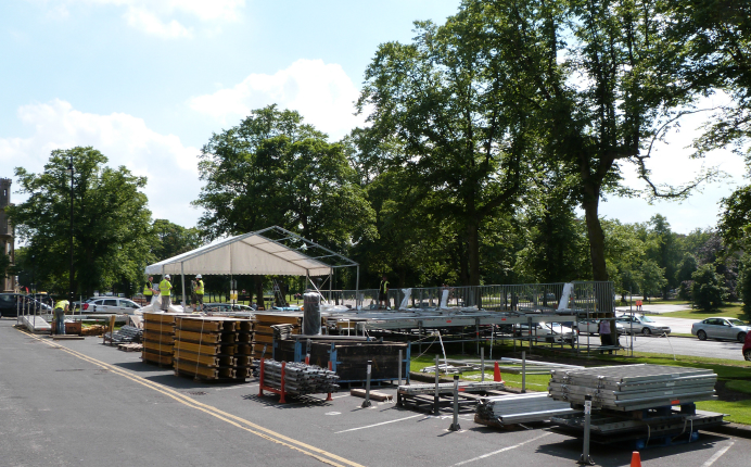 Spectator stand outside Hotel du Vin, Harrogate