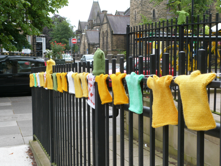 Tour de France bunting outside Harrogate Library