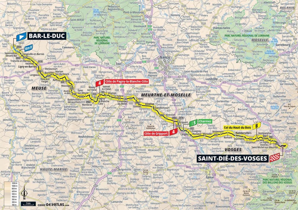 Map of Stage 5 TDF Femmes 2022